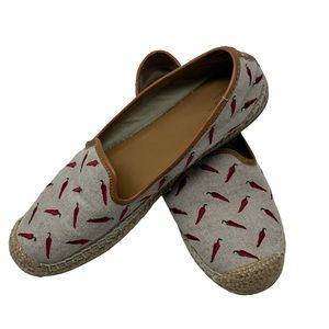 Bass Jenna Critter Chili Pepper Print Espadrilles Slip On Flats Shoes Women Sz 9